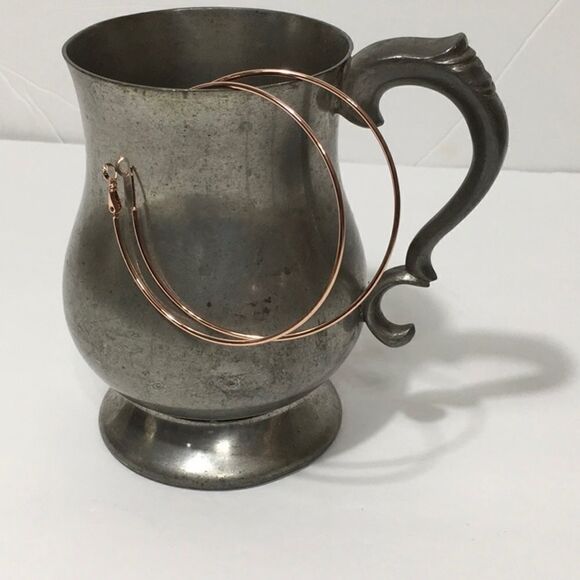 24KT Rose gold plated 3” hoop earrings. NWT - Picture 5 of 8